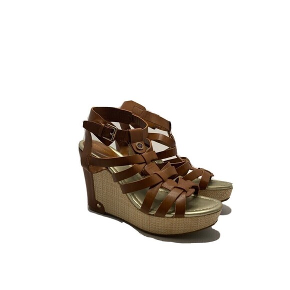 LIZ Claiborne Platform Wedges Womens Size 7 LC Crete Light Brown Sandals - Picture 2 of 10
